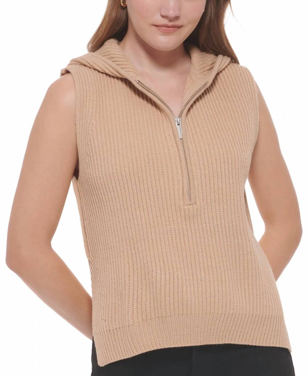 NEW CALVIN KLEIN ribbed sleeveless top in beige